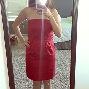 Strapless red dress